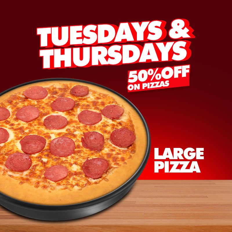 timmy 50% off pizza deal